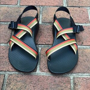 Chaco Black and Red Adventure Sandals